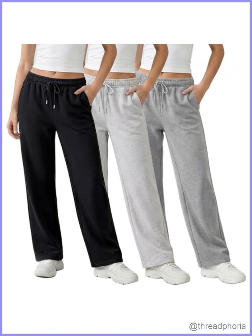 3 Pack Women's Fleece Straight Leg Sweatpants with Pockets